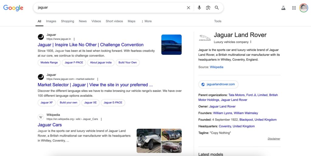 jaguar example for semantic seo