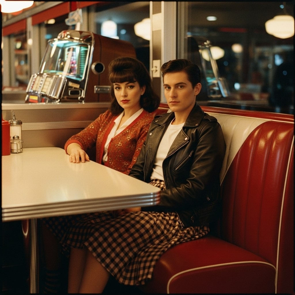 person at retro diner booth