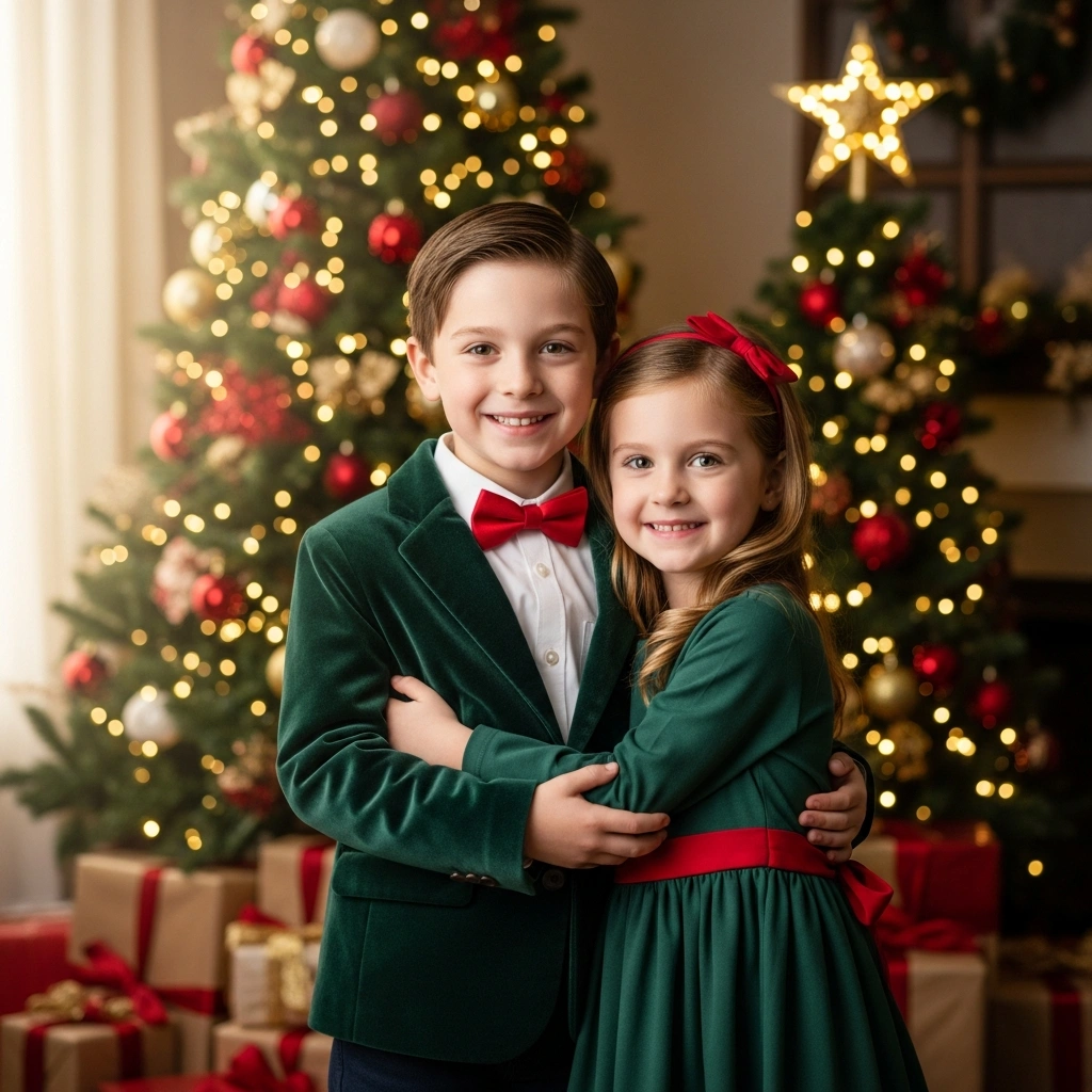 Sibling Christmas Portrait