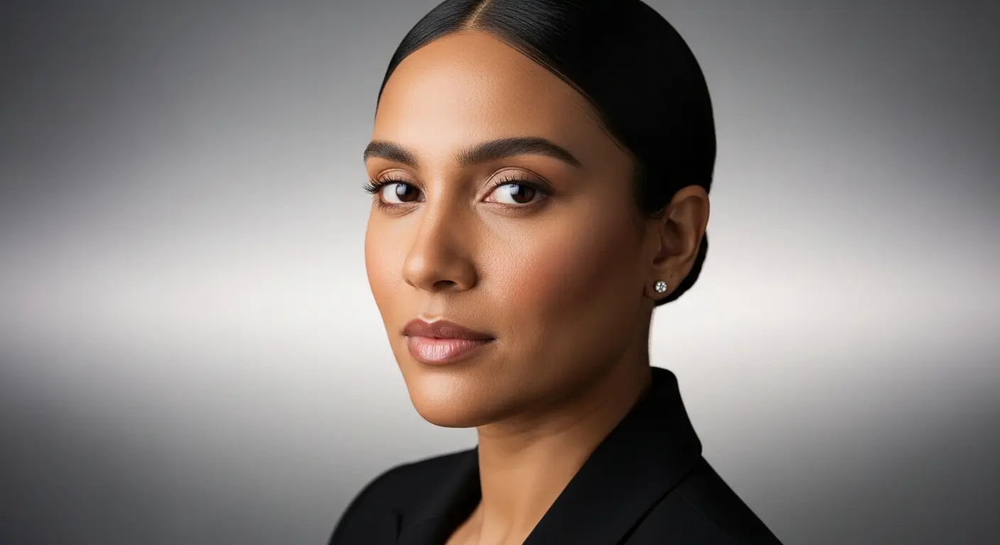 Adobe Firefly generated professional portrait photo with studio lighting and bokeh background