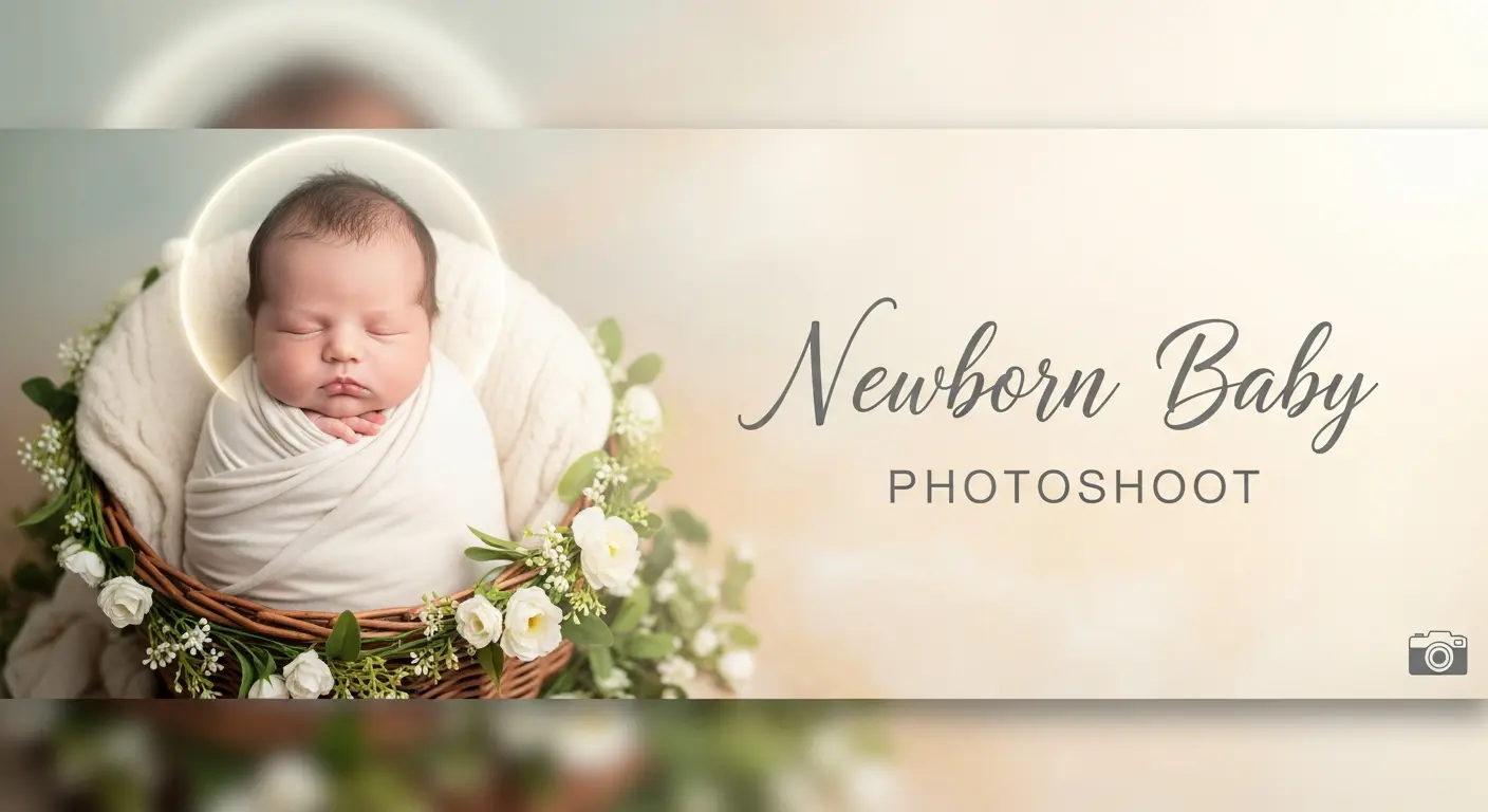 Sleeping newborn baby wrapped in soft cream swaddle for professional 8K portrait created with Gemini AI