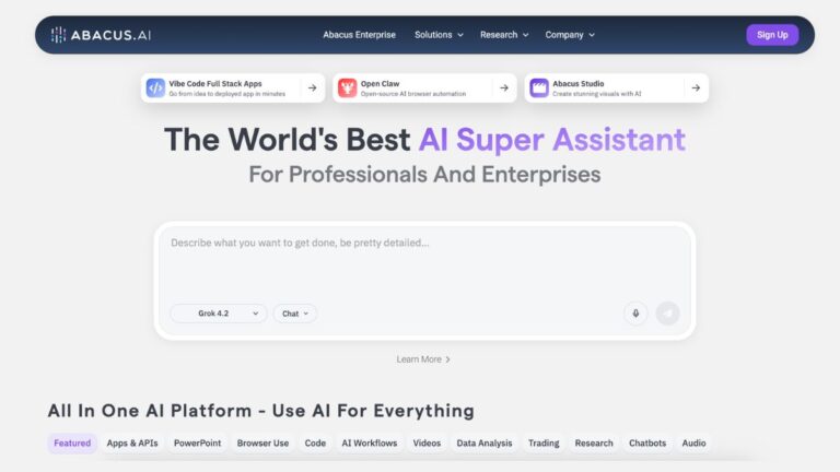 Abacus AI Review 2026: AI Agents Automation, Enterprise Solutions