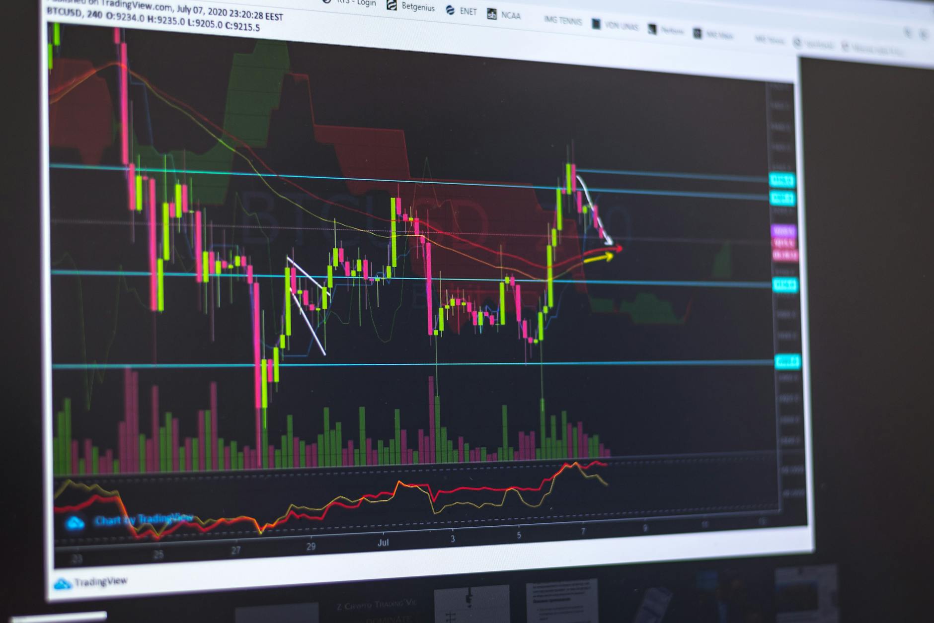 Close-up of a computer screen displaying cryptocurrency market trends and trading data. — pijushsaha.com