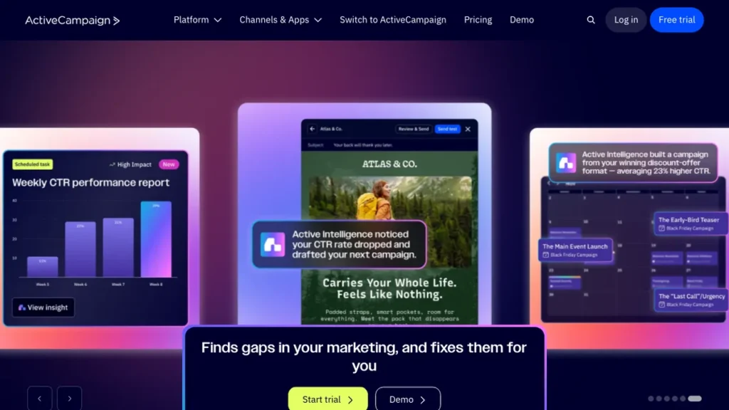 ActiveCampaign homepage screenshot
