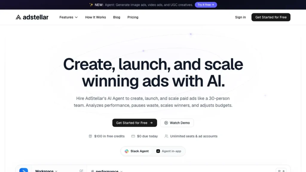 AdStellar homepage screenshot