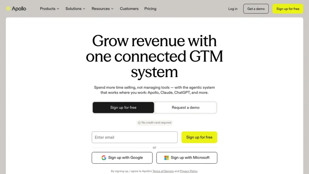 Apollo.io homepage screenshot
