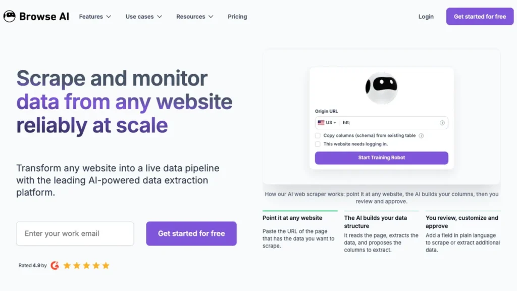 Browse AI homepage screenshot