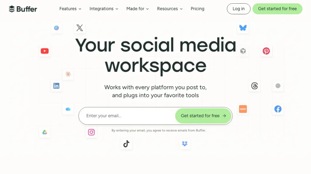 Buffer homepage screenshot