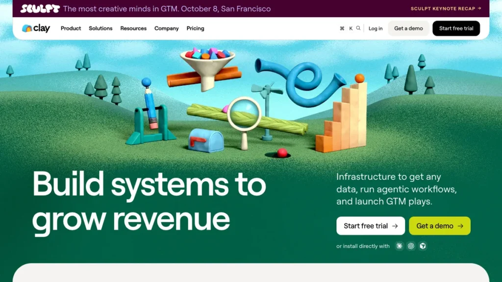 Clay homepage screenshot