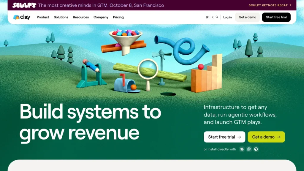 Clay homepage screenshot