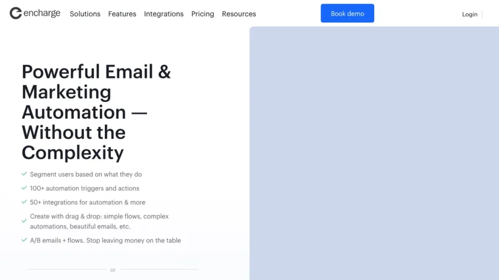 Encharge homepage screenshot