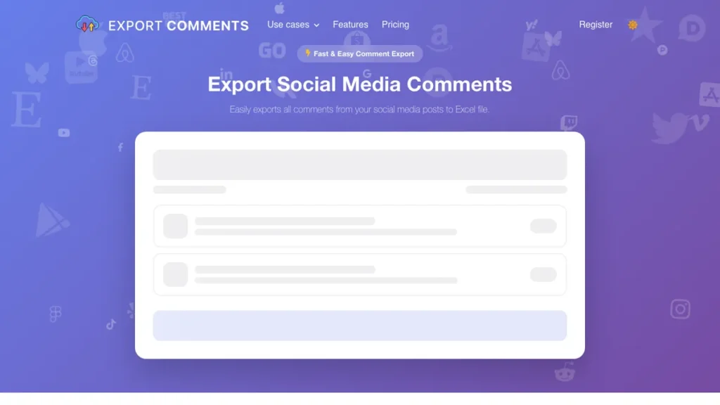ExportComments.com homepage screenshot