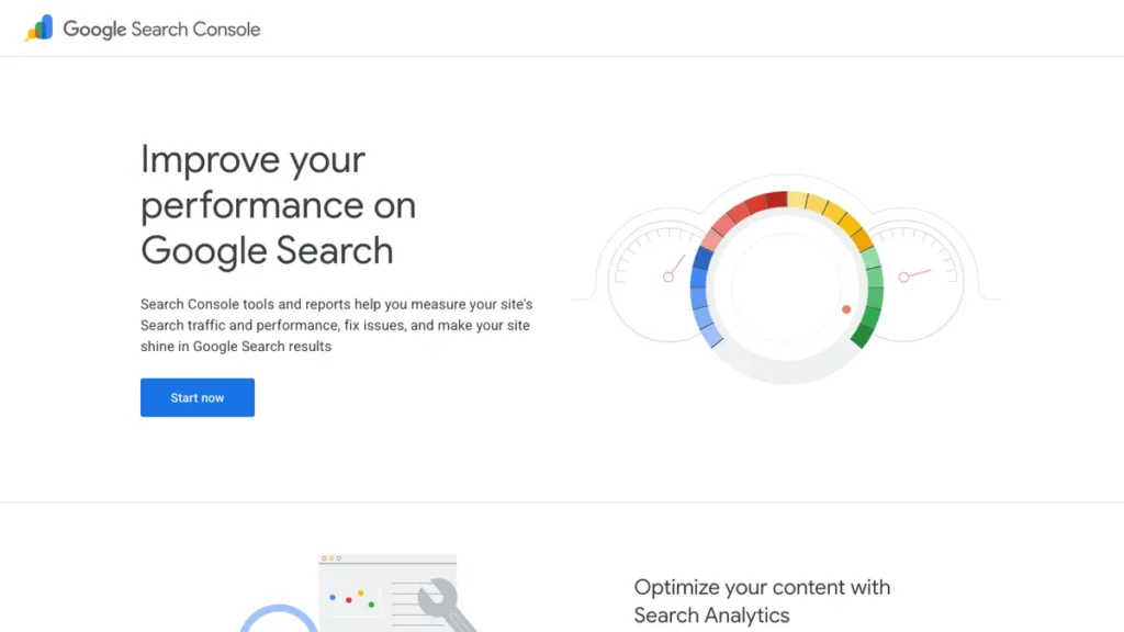 Google Search Console homepage screenshot