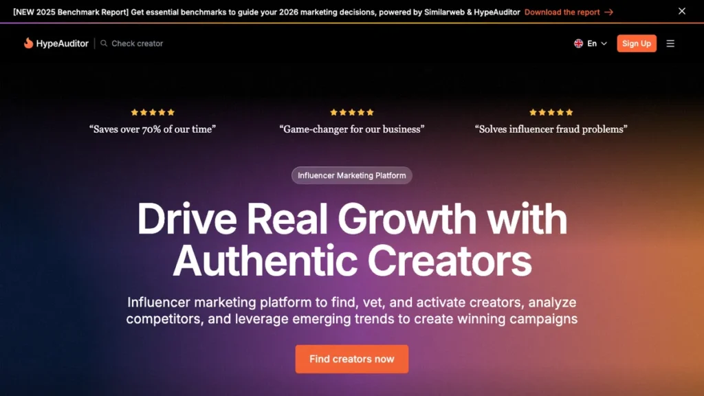 HypeAuditor homepage screenshot