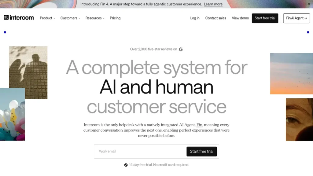 Intercom homepage screenshot