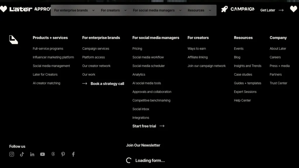 Later homepage screenshot