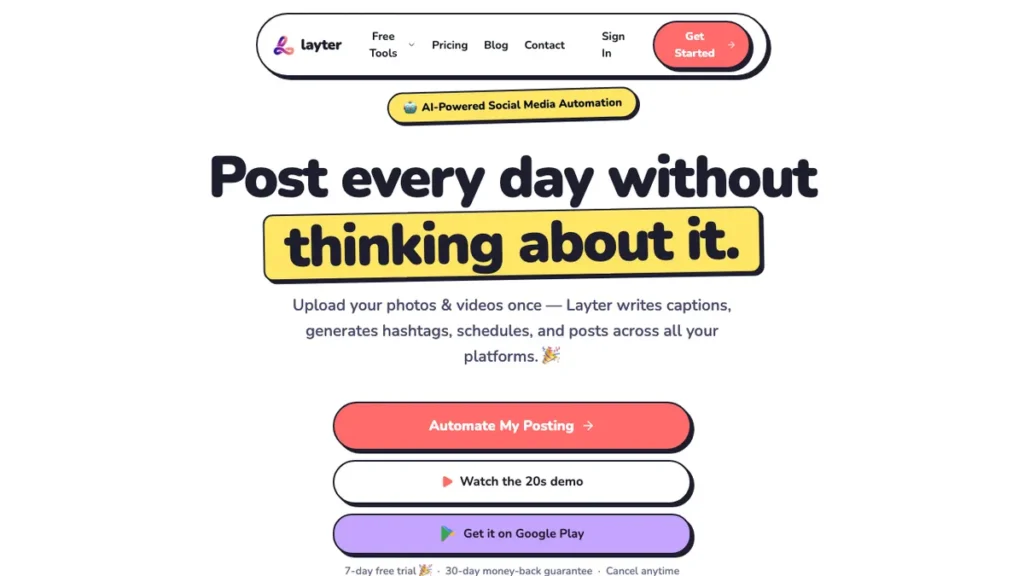 Layter homepage screenshot