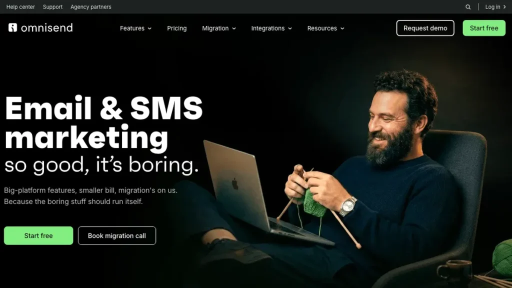 Omnisend homepage screenshot