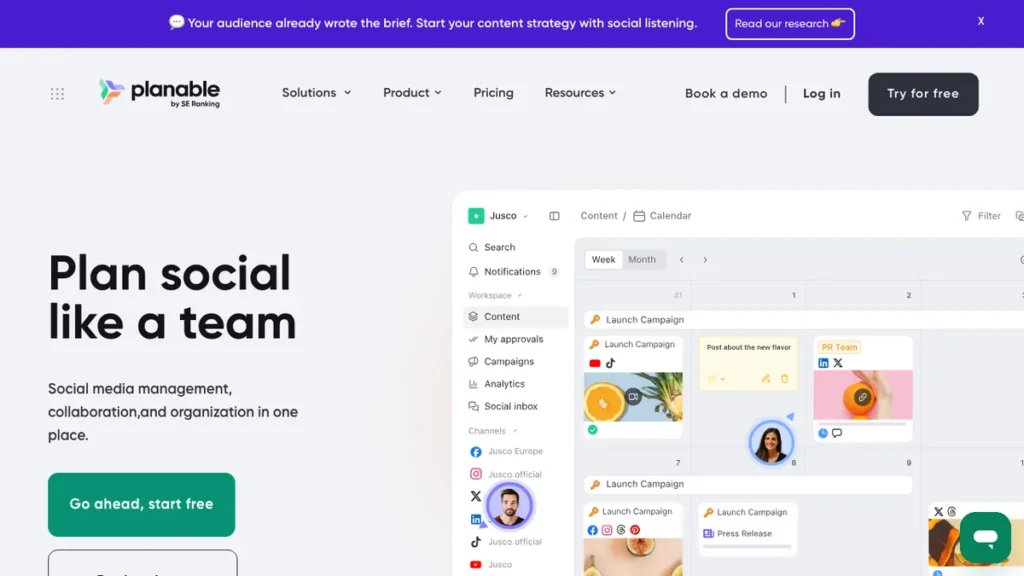Planable homepage screenshot