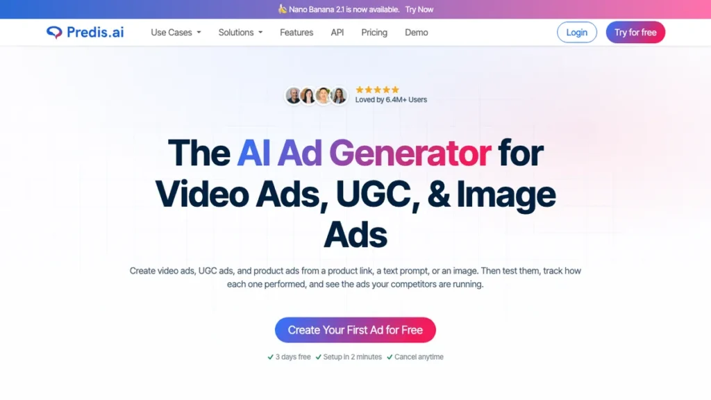Predis.ai homepage screenshot