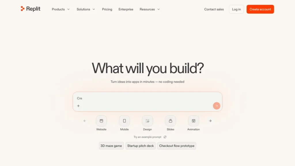 Replit homepage screenshot