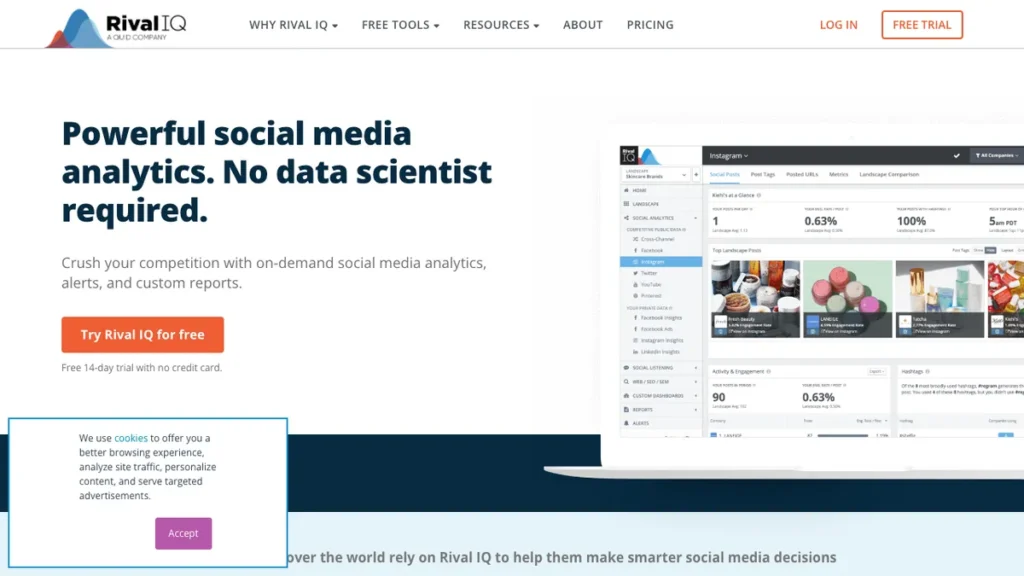 Rival IQ homepage screenshot