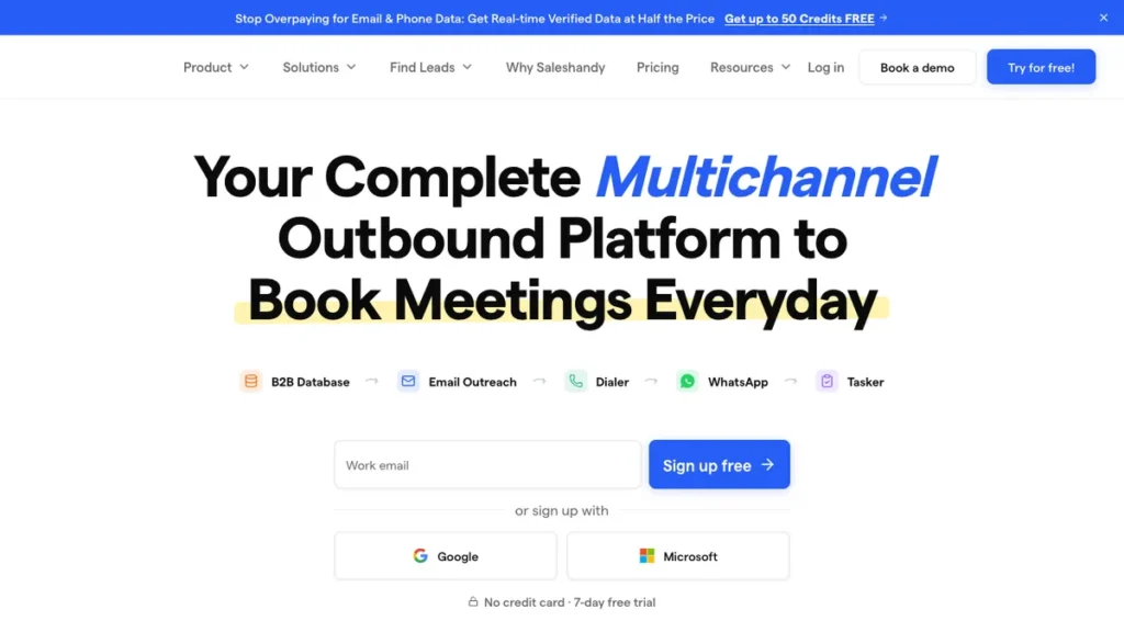 Saleshandy homepage screenshot