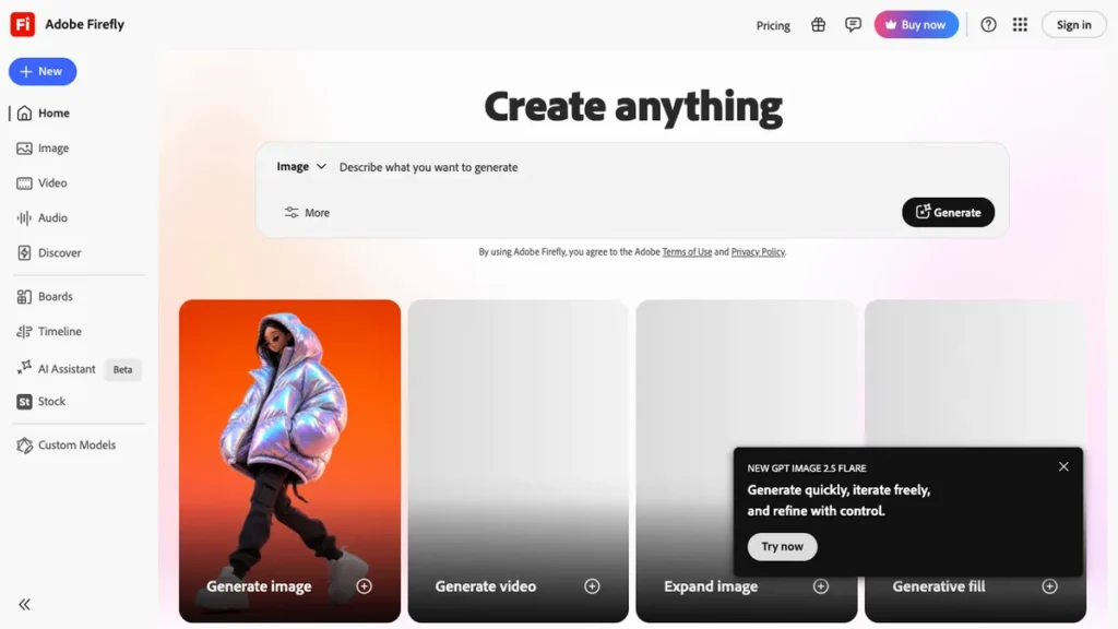 Adobe Firefly homepage screenshot
