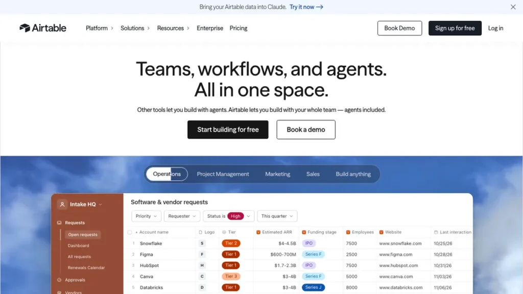 Airtable homepage screenshot