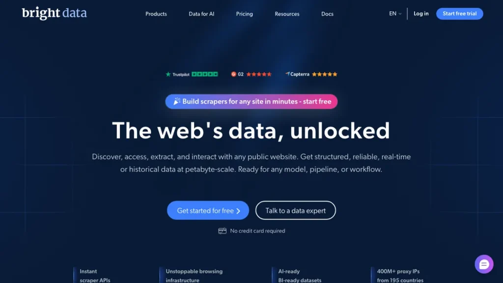 Bright Data homepage screenshot