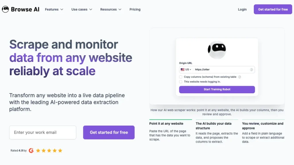 Browse AI homepage screenshot