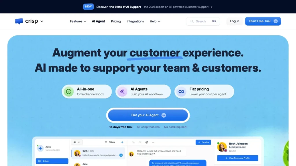 Crisp homepage screenshot