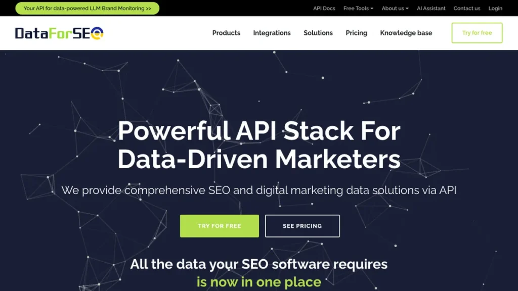 DataForSEO homepage screenshot