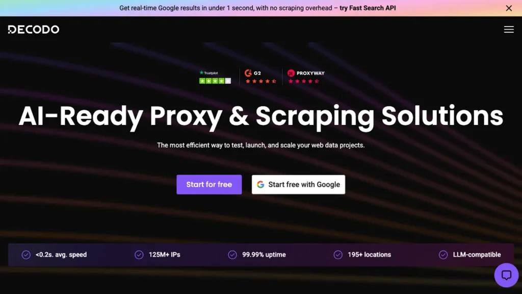Decodo homepage screenshot