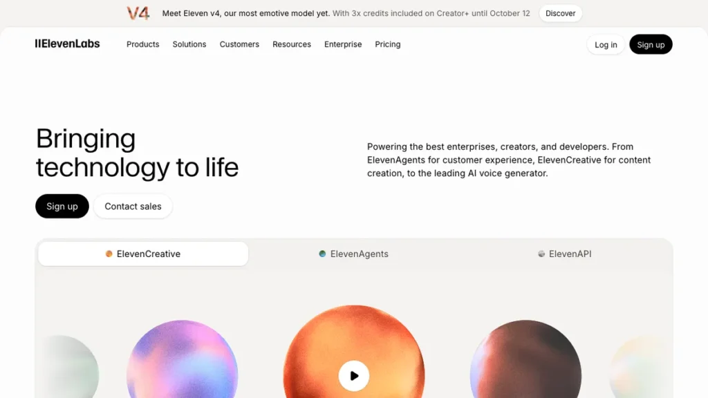 ElevenLabs homepage screenshot
