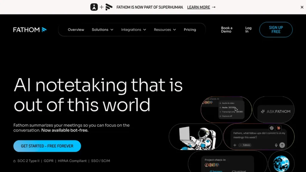 Fathom homepage screenshot