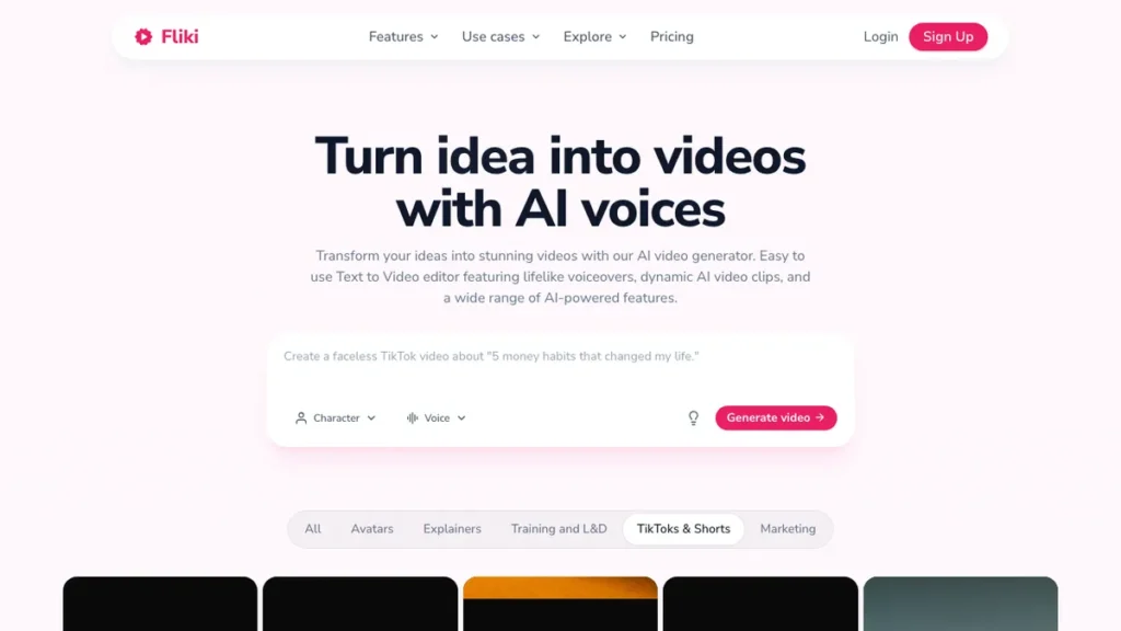 Fliki homepage screenshot