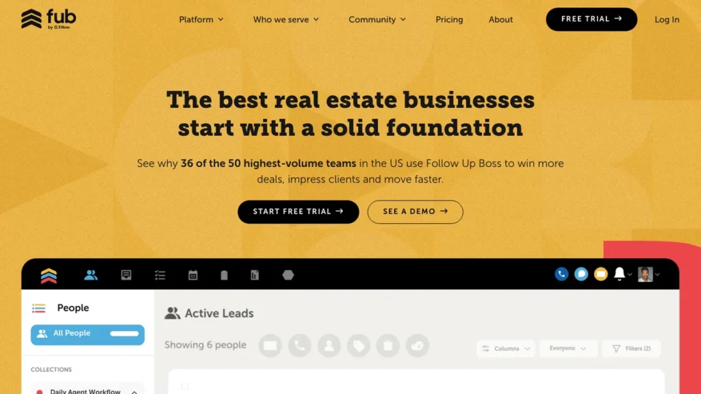 Follow Up Boss homepage screenshot