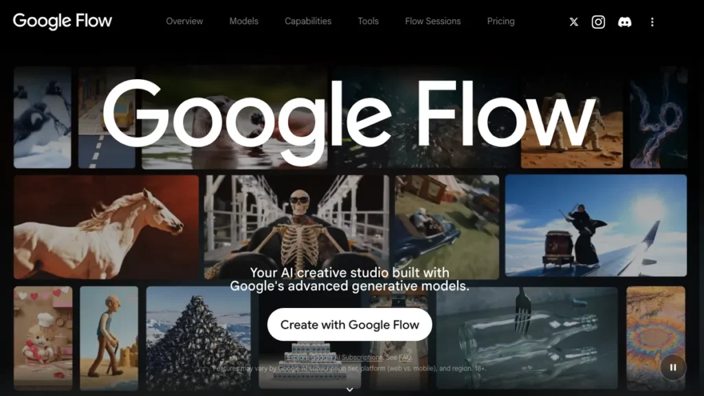 Google Flow with Veo homepage screenshot