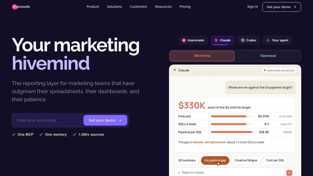 Improvado homepage screenshot
