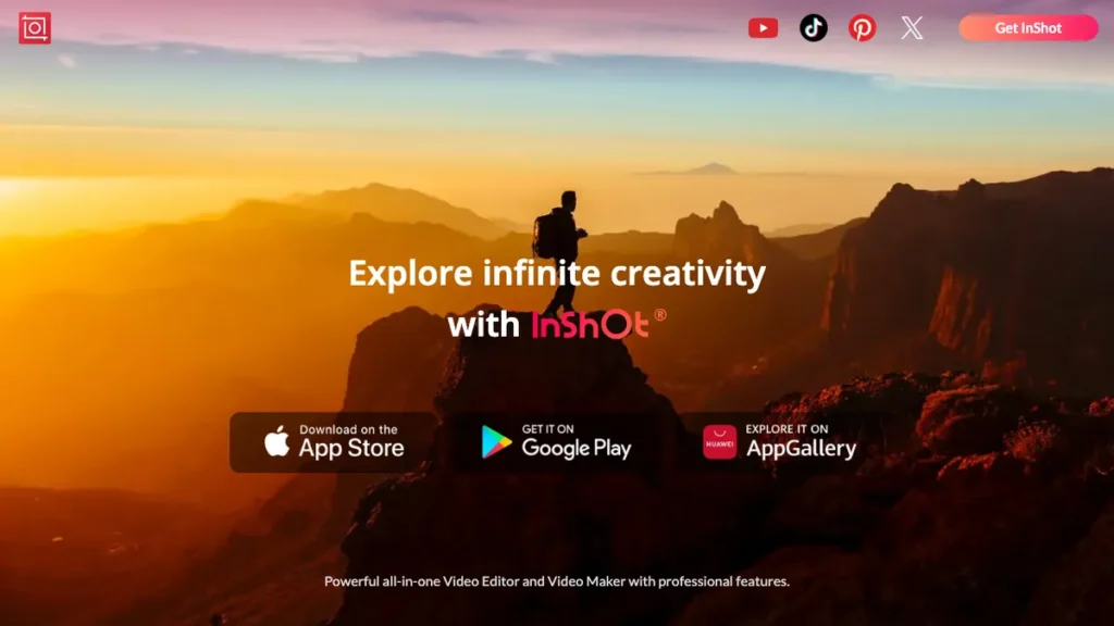 InShot homepage screenshot