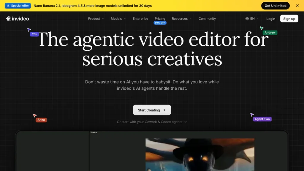 InVideo AI homepage screenshot
