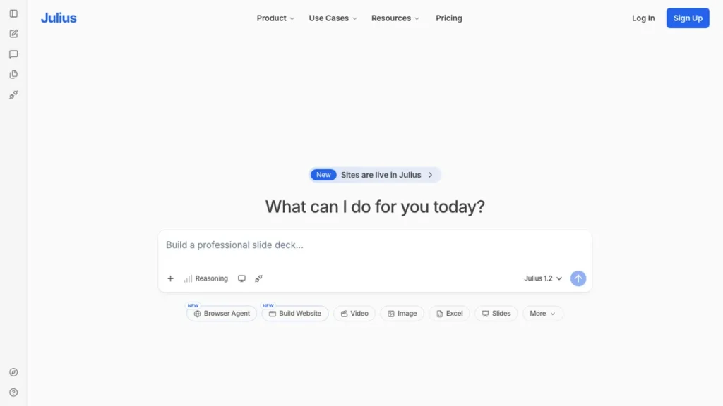 Julius AI homepage screenshot
