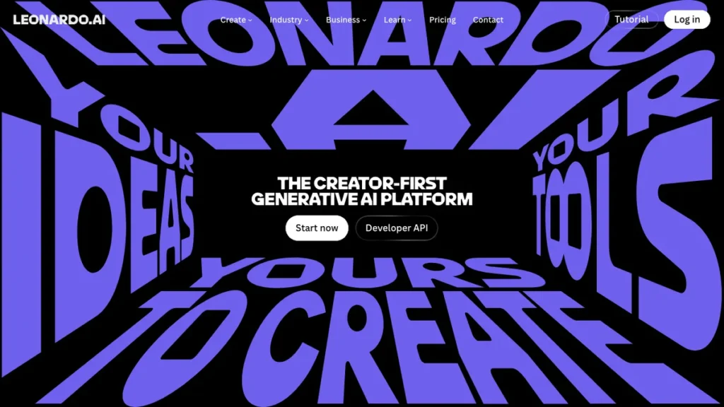 Leonardo AI homepage screenshot