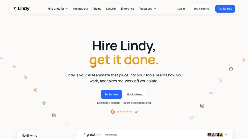 Lindy homepage screenshot
