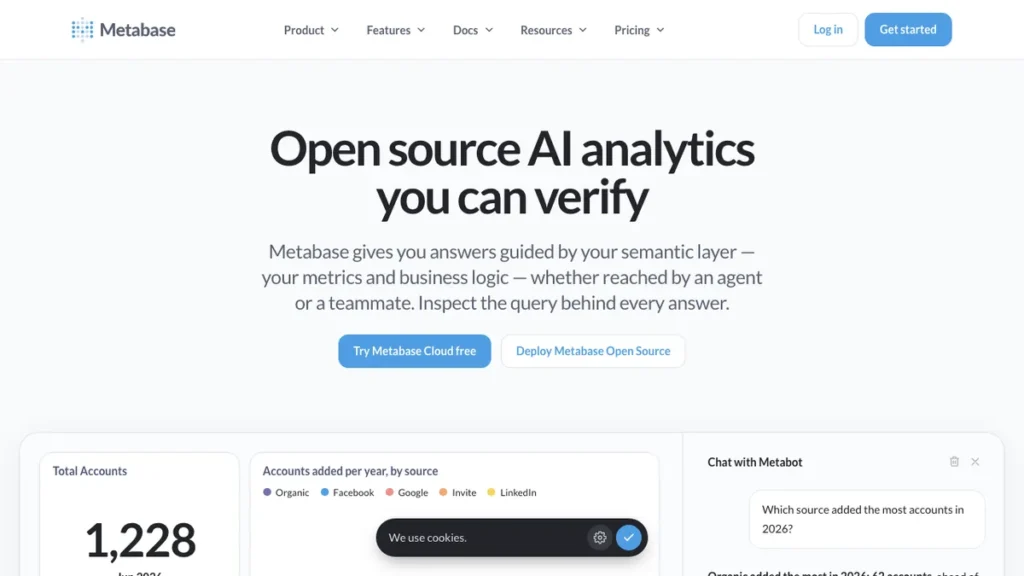 Metabase homepage screenshot