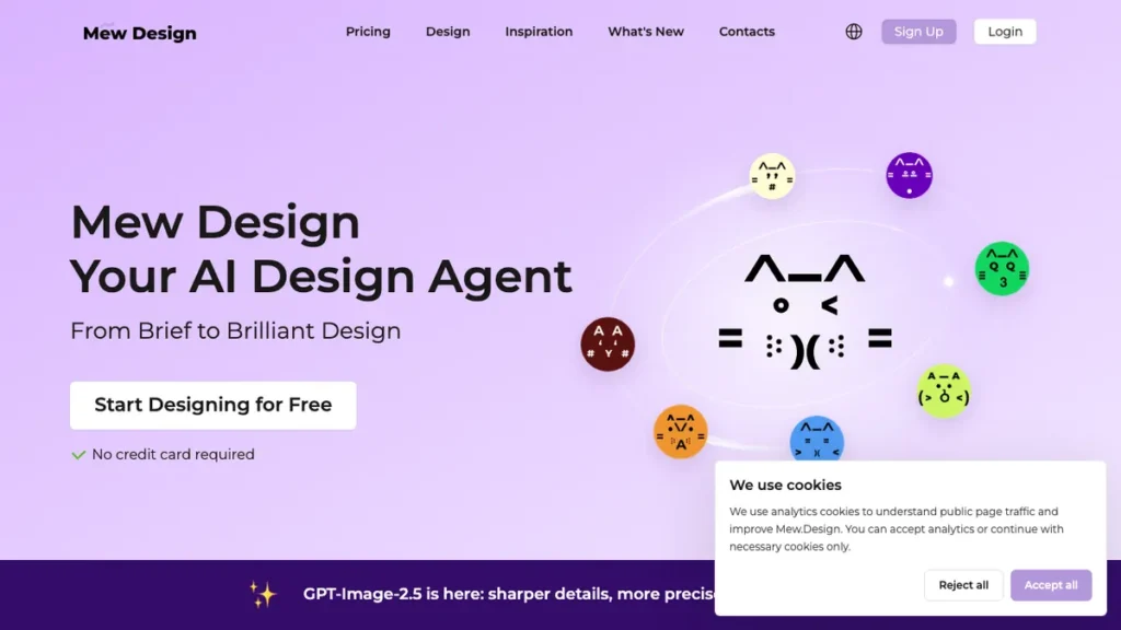 Mew Design homepage screenshot