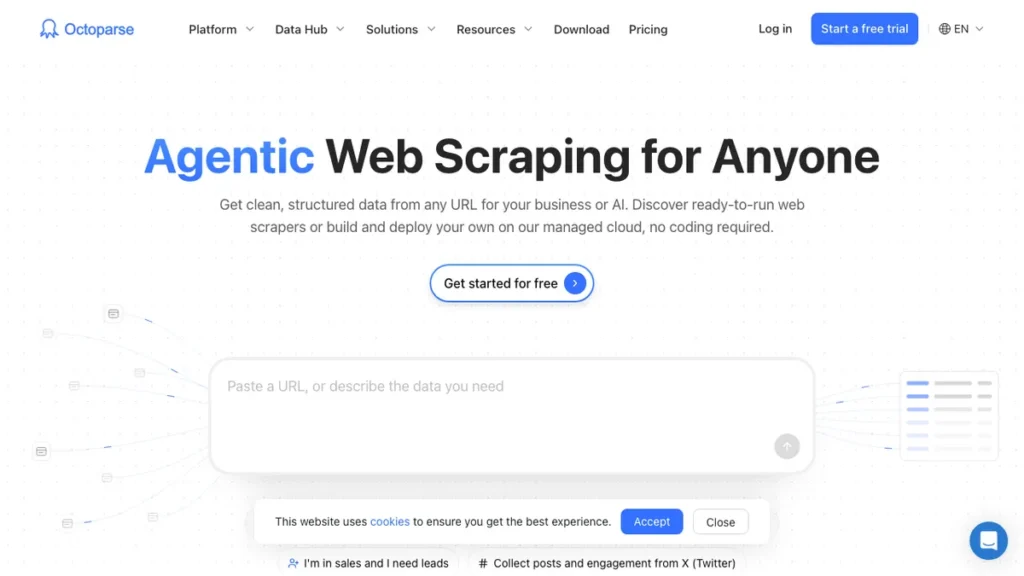 Octoparse homepage screenshot