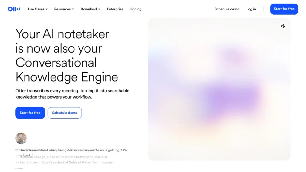 Otter.ai homepage screenshot