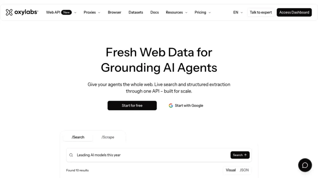 Oxylabs homepage screenshot